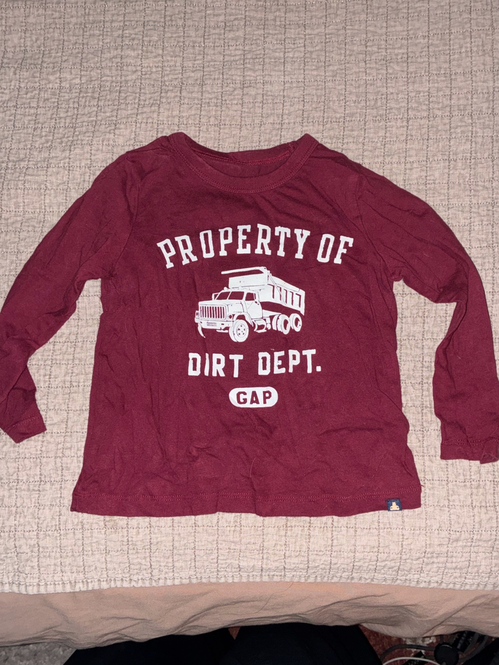 GAP Kids Burgundy Long Sleeve 'Property of Dirt Dept.' Tee